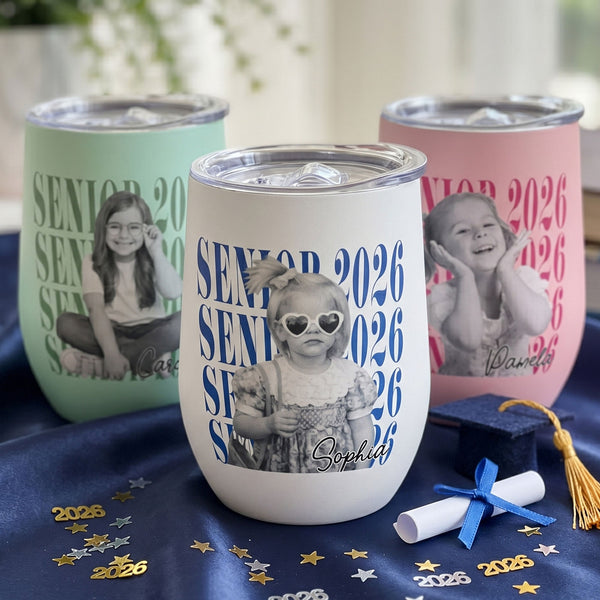 Senior Custom Vintage Photo - Personalized Wine Tumbler