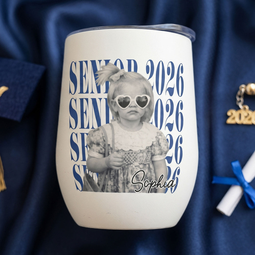 Senior Custom Vintage Photo - Personalized Wine Tumbler