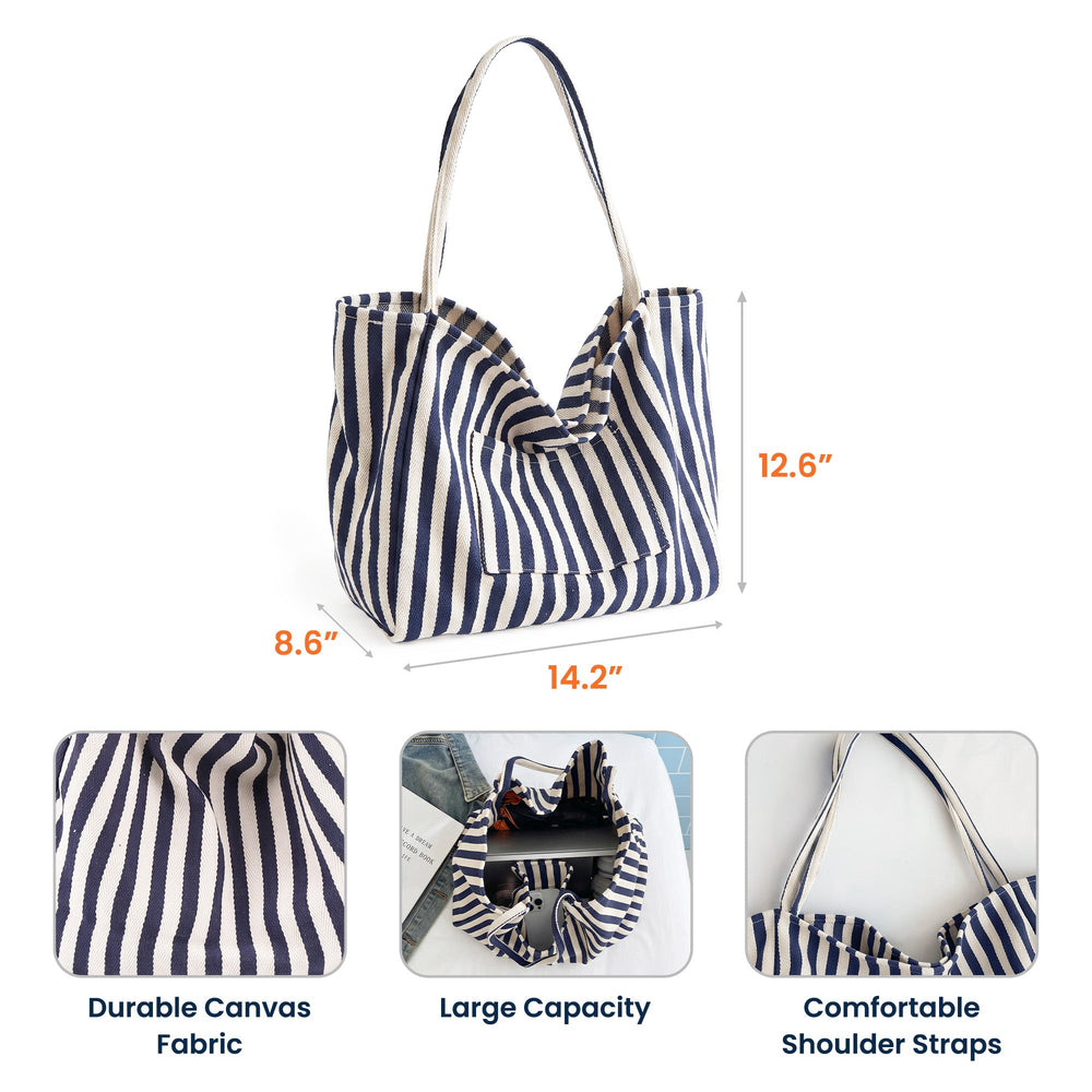 Shadow Custom Initials – Personalized Striped Canvas Tote Bag