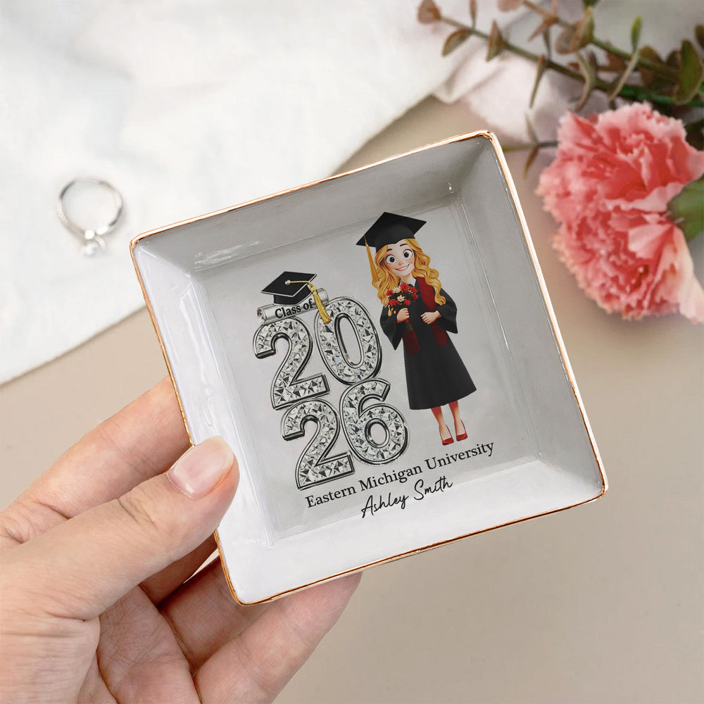 Shiny Effect Class Of 2025 2026 Senior - Personalized Jewelry Dish