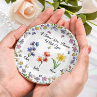 Sisters Are Different Flowers From The Same Garden Glass Birth Flowers - Personalized Jewelry Dish
