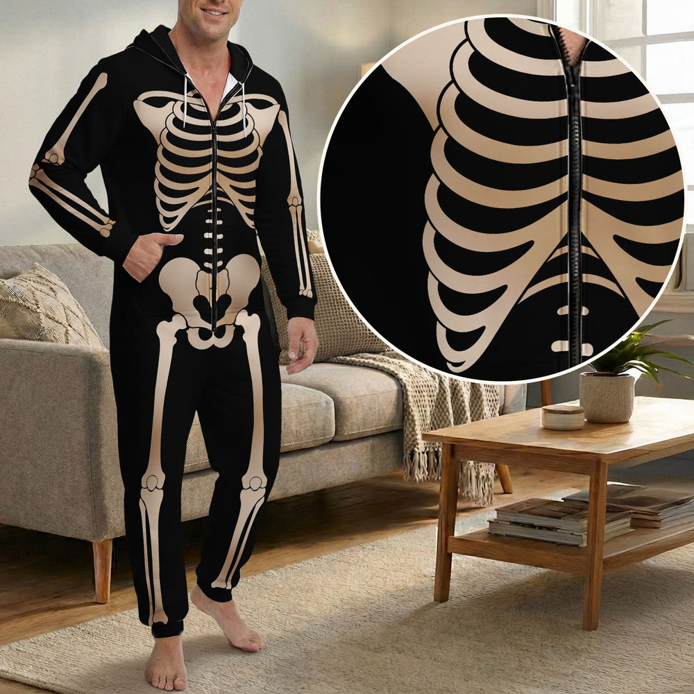 Personalized Skeleton Family Matching Pajamas - Custom Funny Halloween Onesie Jumpsuit
