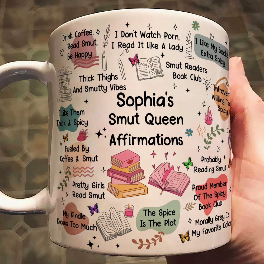 Personalized Smut Reader Daily Affirmations Ceramic Mug – Custom Book Lover & Romance Trope Coffee Mug Gift