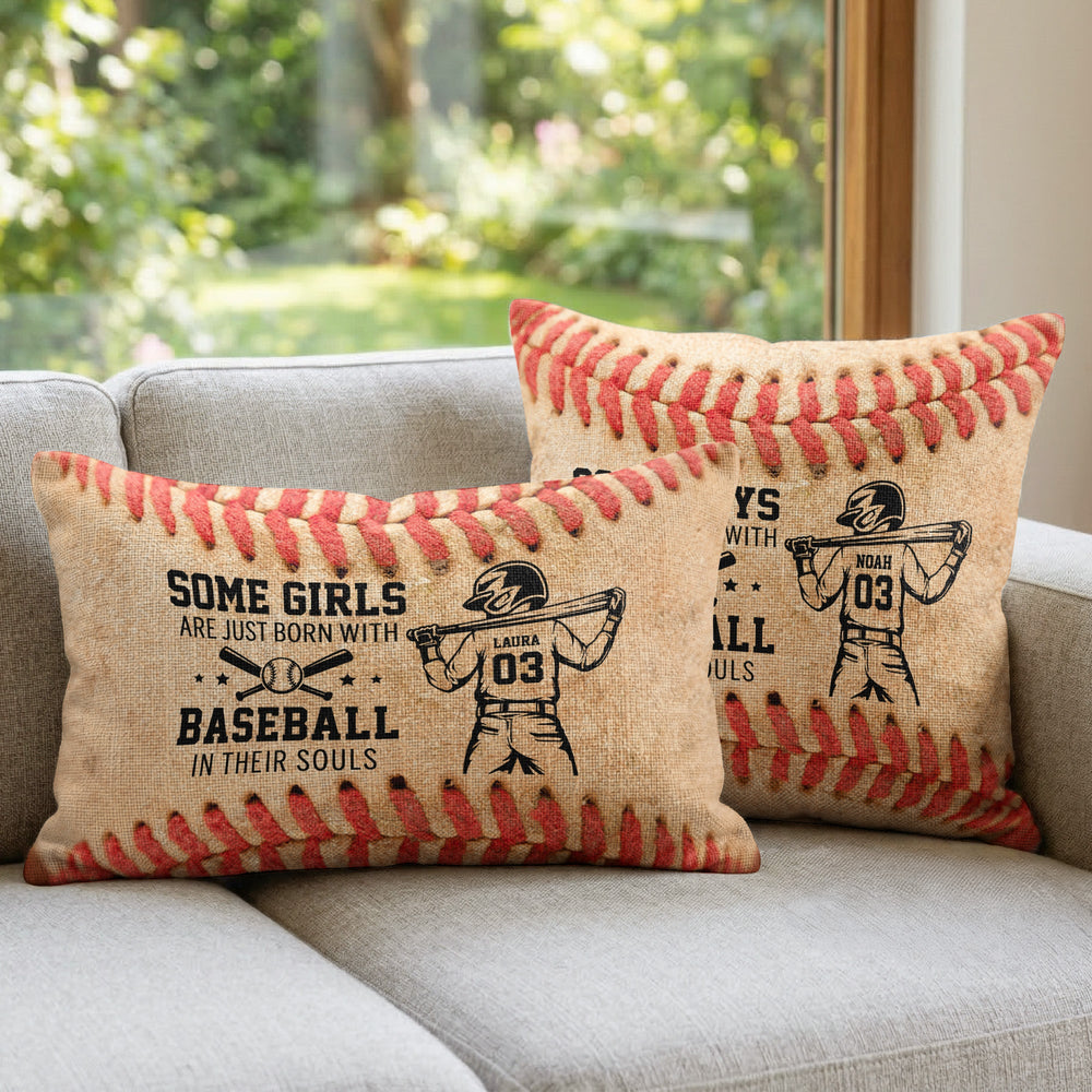 Some Boys Are Just Born With Baseball In Their Souls - Personalized Pillow Cover