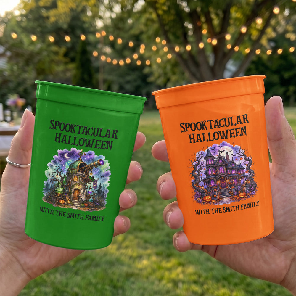 Custom Spooktacular Halloween Party Cups - Personalized Stadium Drinkware