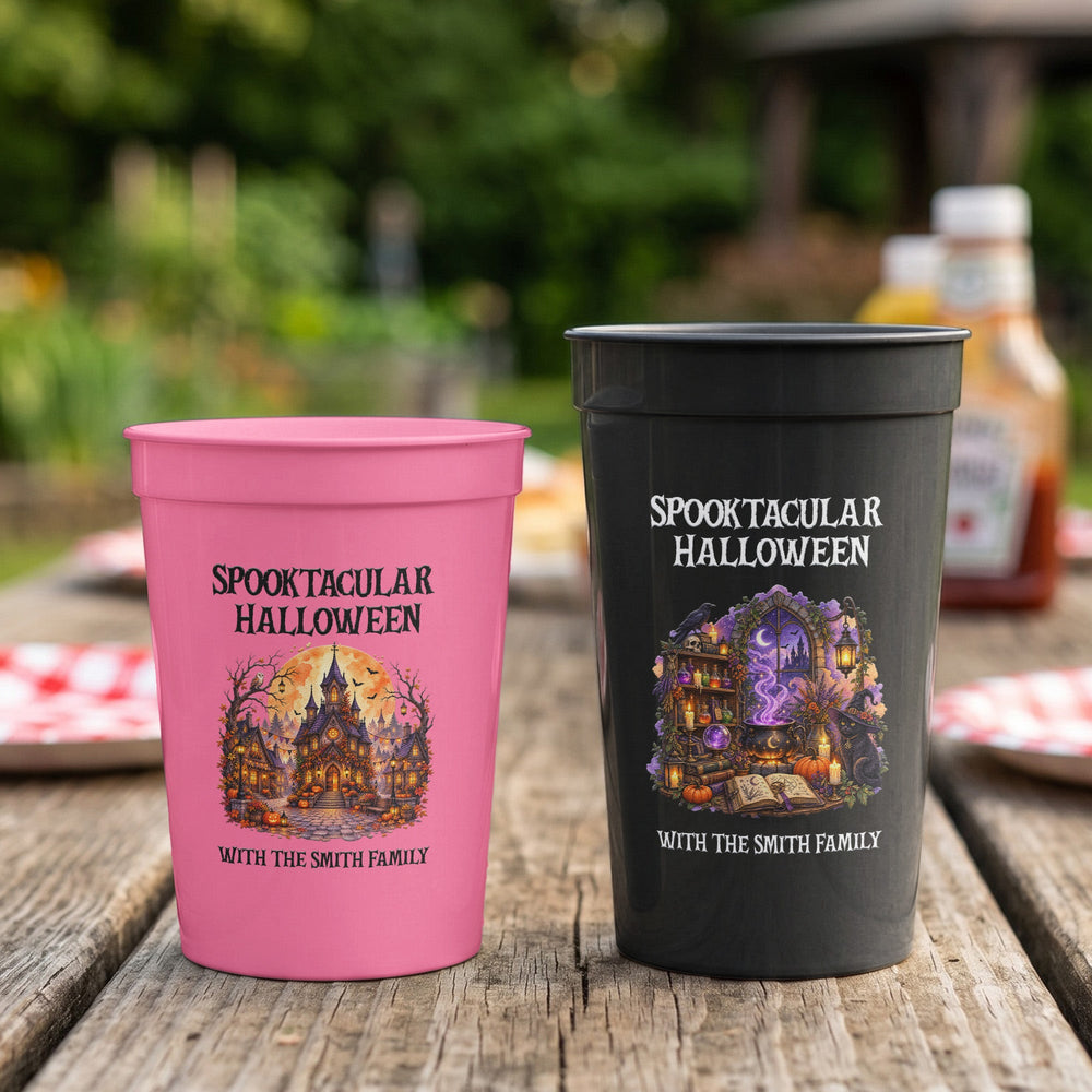 Custom Spooktacular Halloween Party Cups - Personalized Stadium Drinkware
