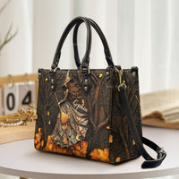Personalized Witch Art Leather Bag, Spooky Season Gift For Her