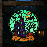 Personalized Halloween Glow in The Dark Wood Sign - Spooky Family Name Wall Decor