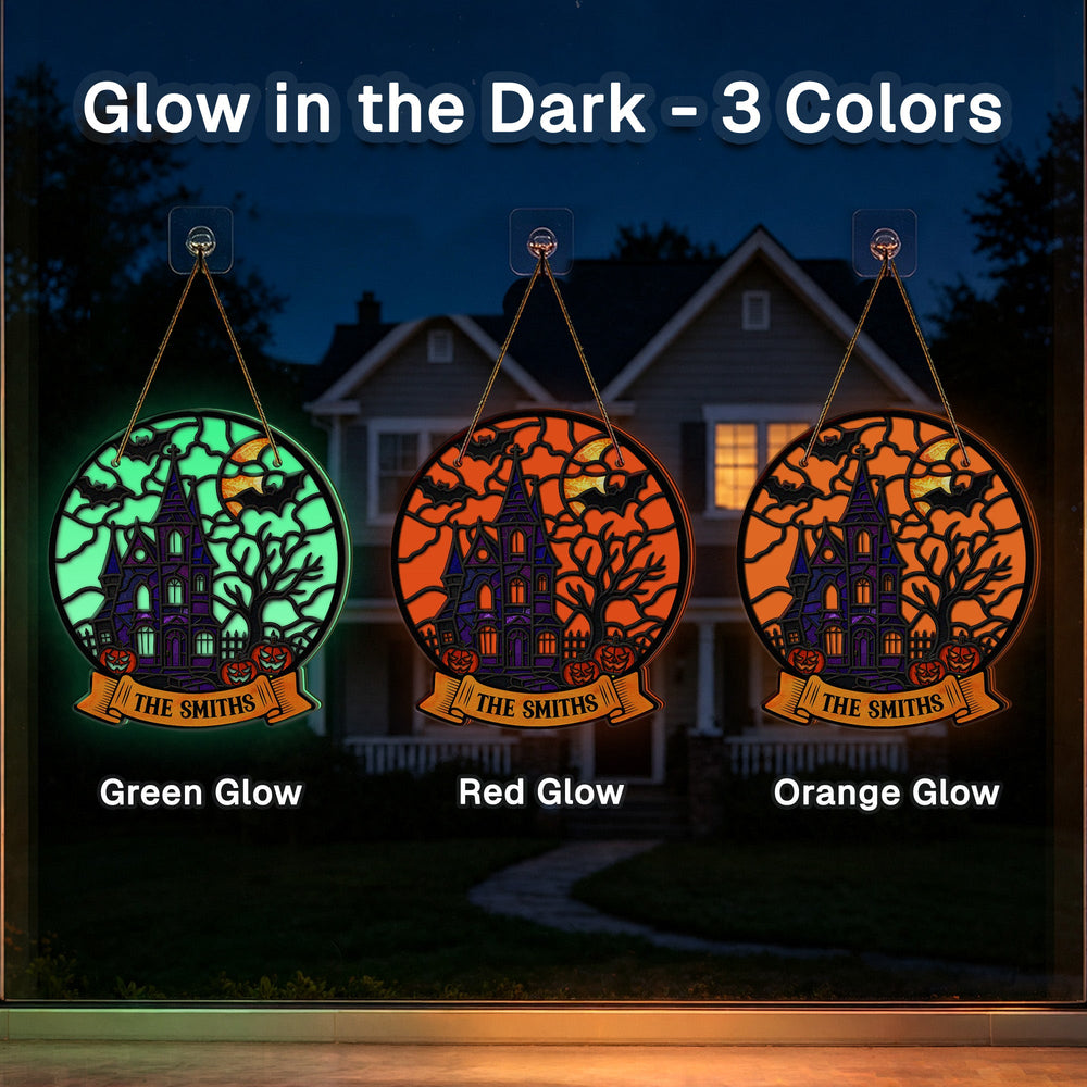 Personalized Halloween Glow in The Dark Wood Sign - Spooky Family Name Wall Decor