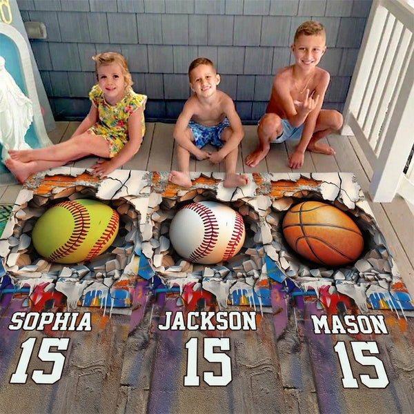 Sport Gifts For Son, Daughter - Custom Name & Number - Personalized Beach Towel