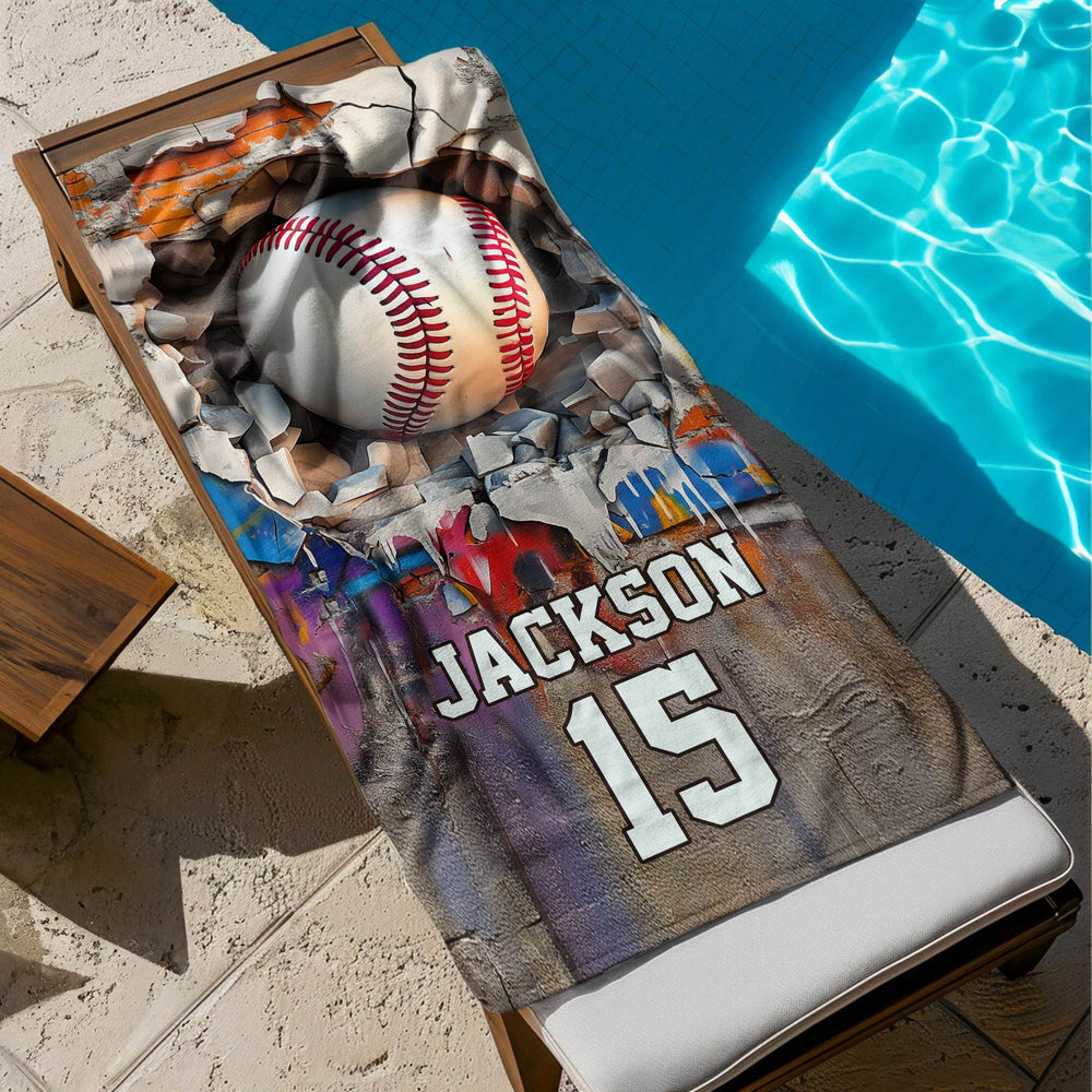 Sport Gifts For Son, Daughter - Custom Name & Number - Personalized Beach Towel