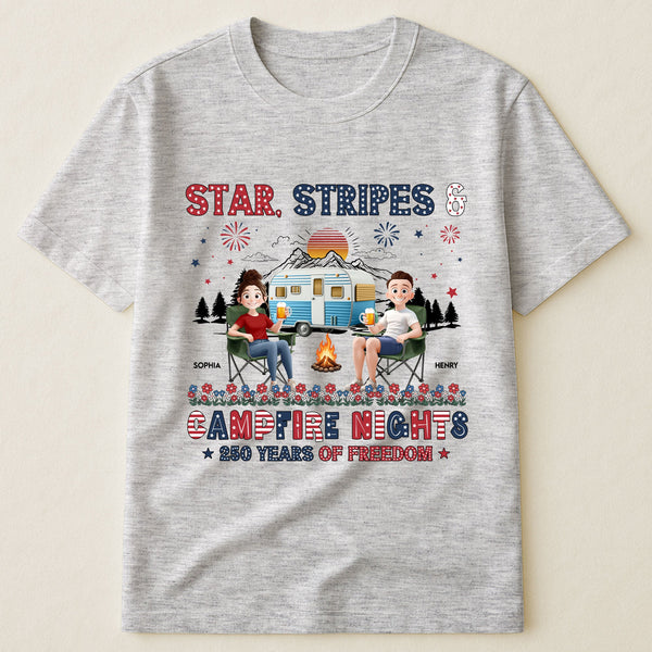 Star Stripes & Campfire Nights 250 Years Of Freedom Camping Crew - Personalized Shirt