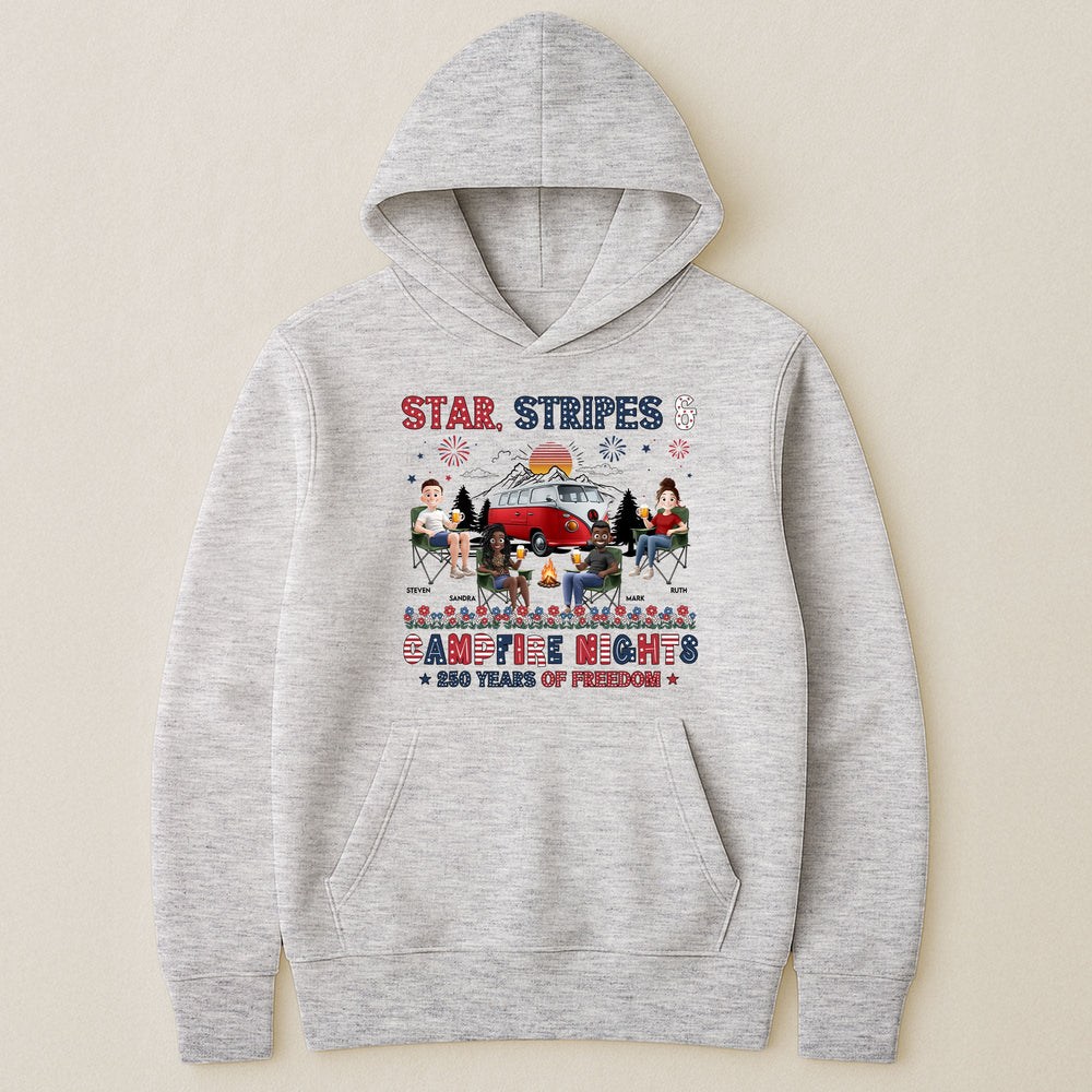 Star Stripes & Campfire Nights 250 Years Of Freedom Camping Crew - Personalized Shirt