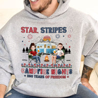 Star Stripes & Campfire Nights 250 Years Of Freedom Camping Crew - Personalized Shirt