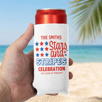 Stars And Stripes Celebration 250 Years Of Freedom - Personalized Can Cooler