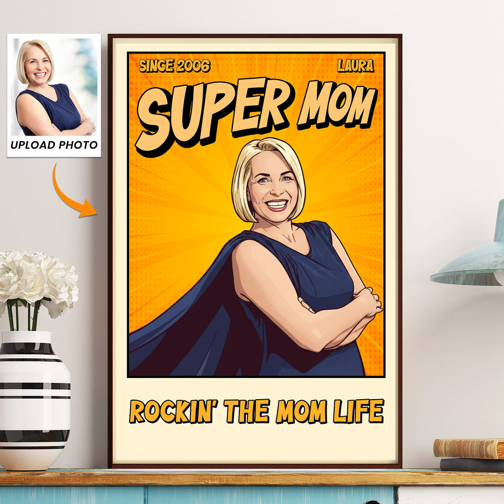 Mother's Day Gifts, Father's Day Gifts, Super Mom Dad Vintage Retro Art Comic Cover - Personalized Poster