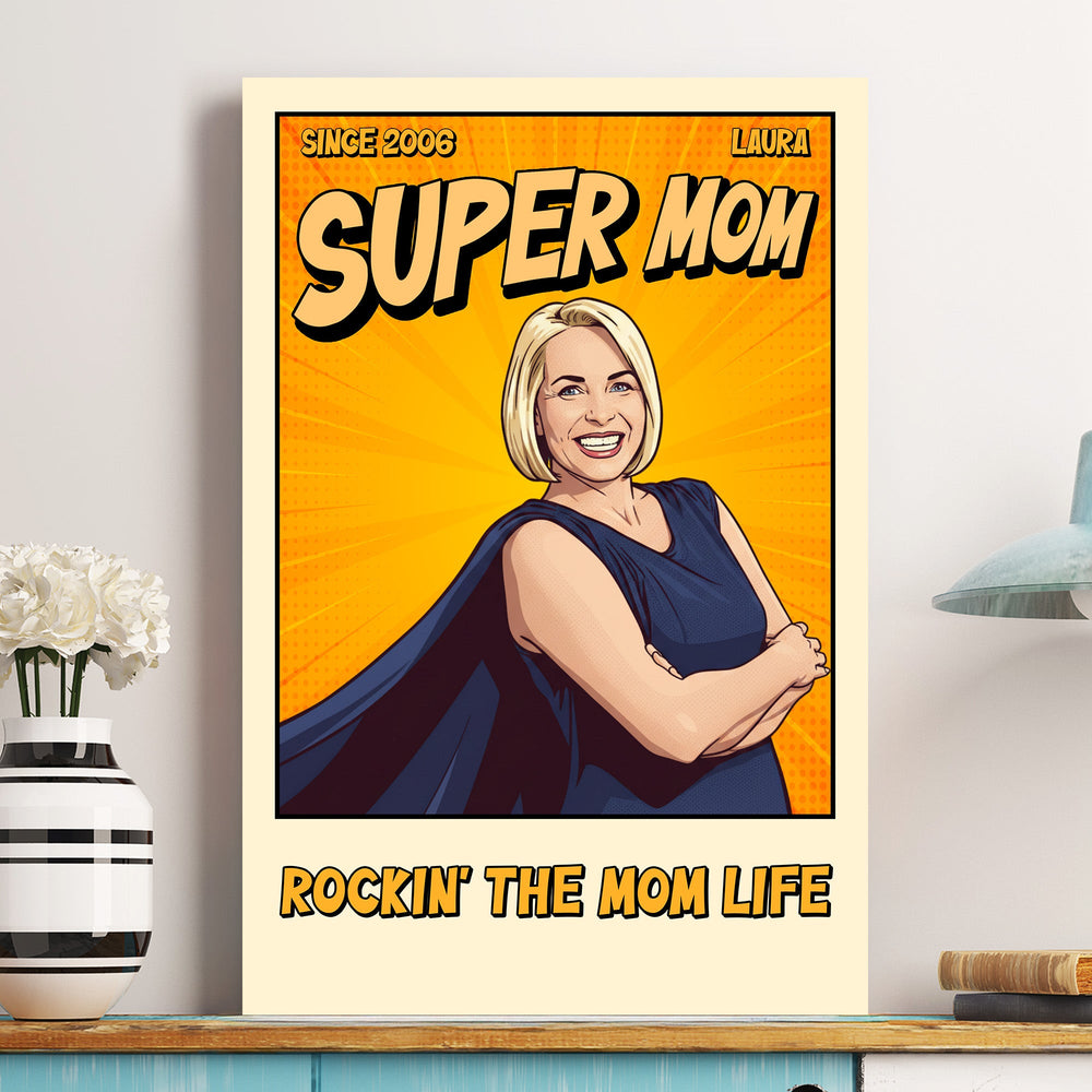 Mother's Day Gifts, Father's Day Gifts, Super Mom Dad Vintage Retro Art Comic Cover - Personalized Poster