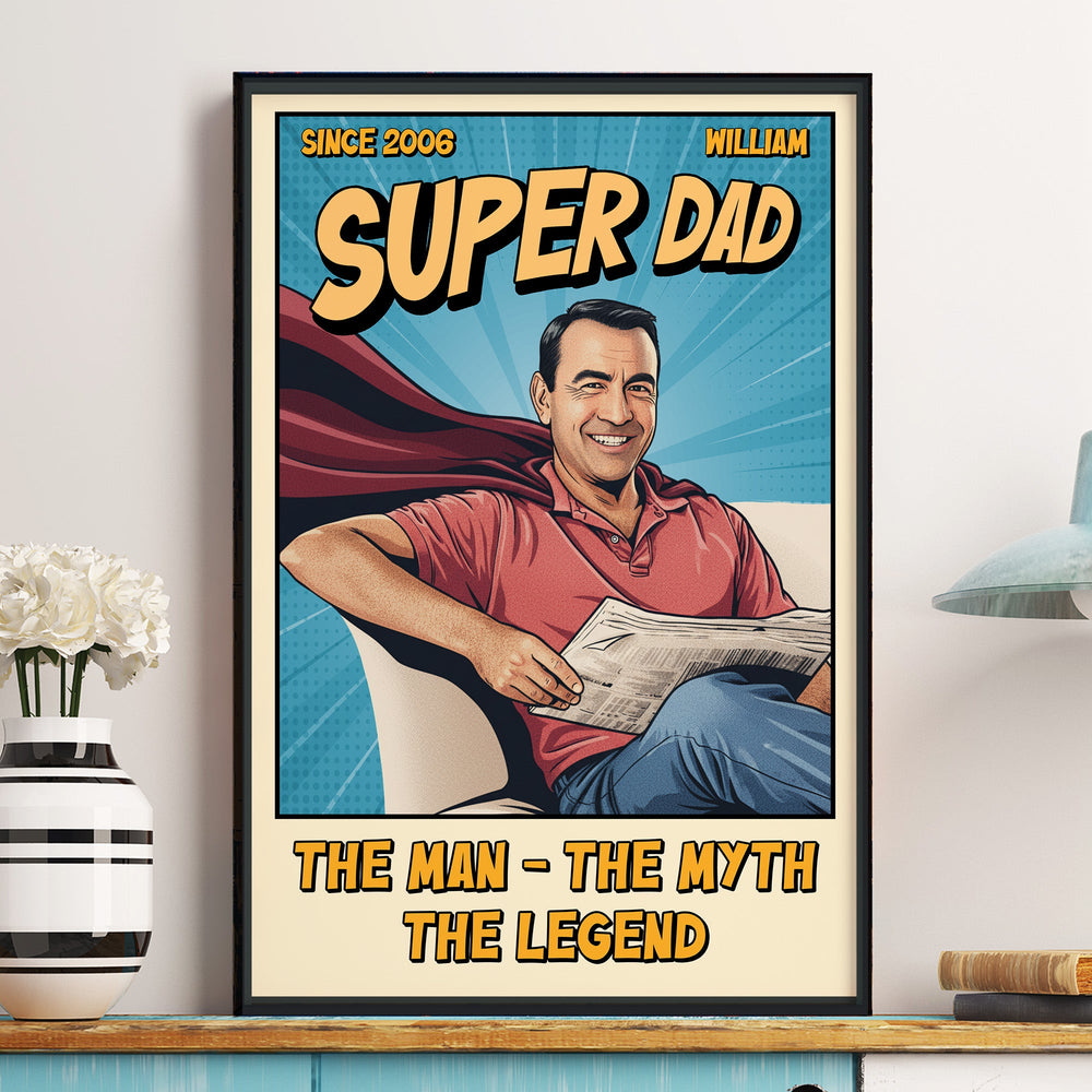 Mother's Day Gifts, Father's Day Gifts, Super Mom Dad Vintage Retro Art Comic Cover - Personalized Poster