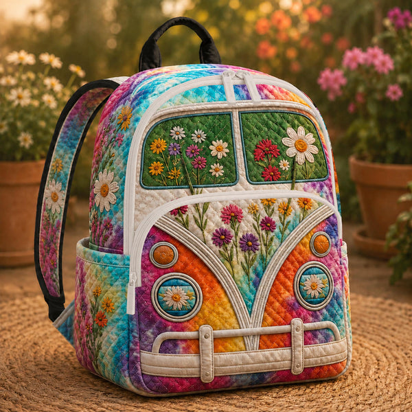 Vintage Hippie Van Quilted Backpack TP03