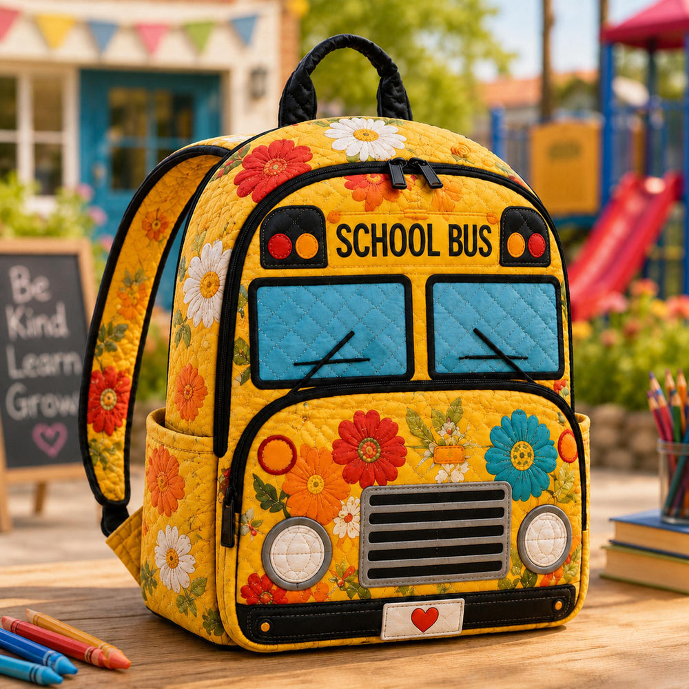 Yellow School Bus Quilted Backpack TP04