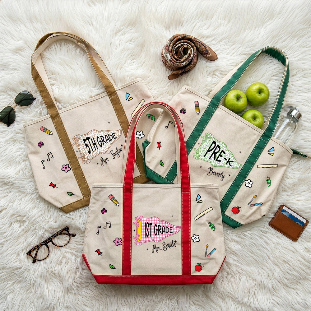 Teacher Pennant Flag - Personalized Tote Bag
