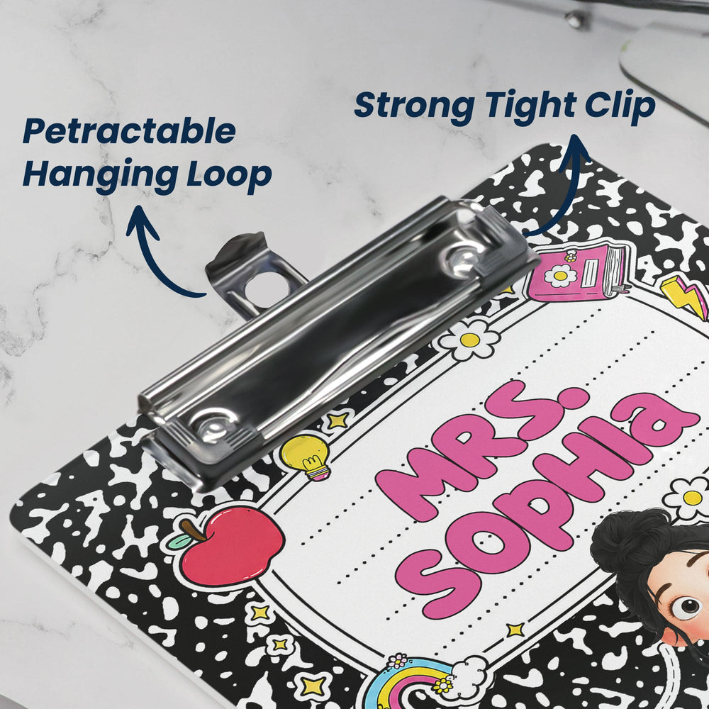 Teacher Cartoon Composition Book - Personalized Clipboard