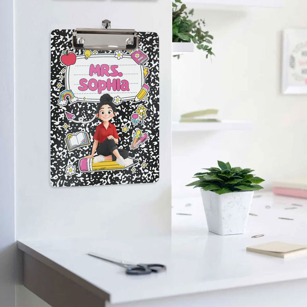 Teacher Cartoon Composition Book - Personalized Clipboard