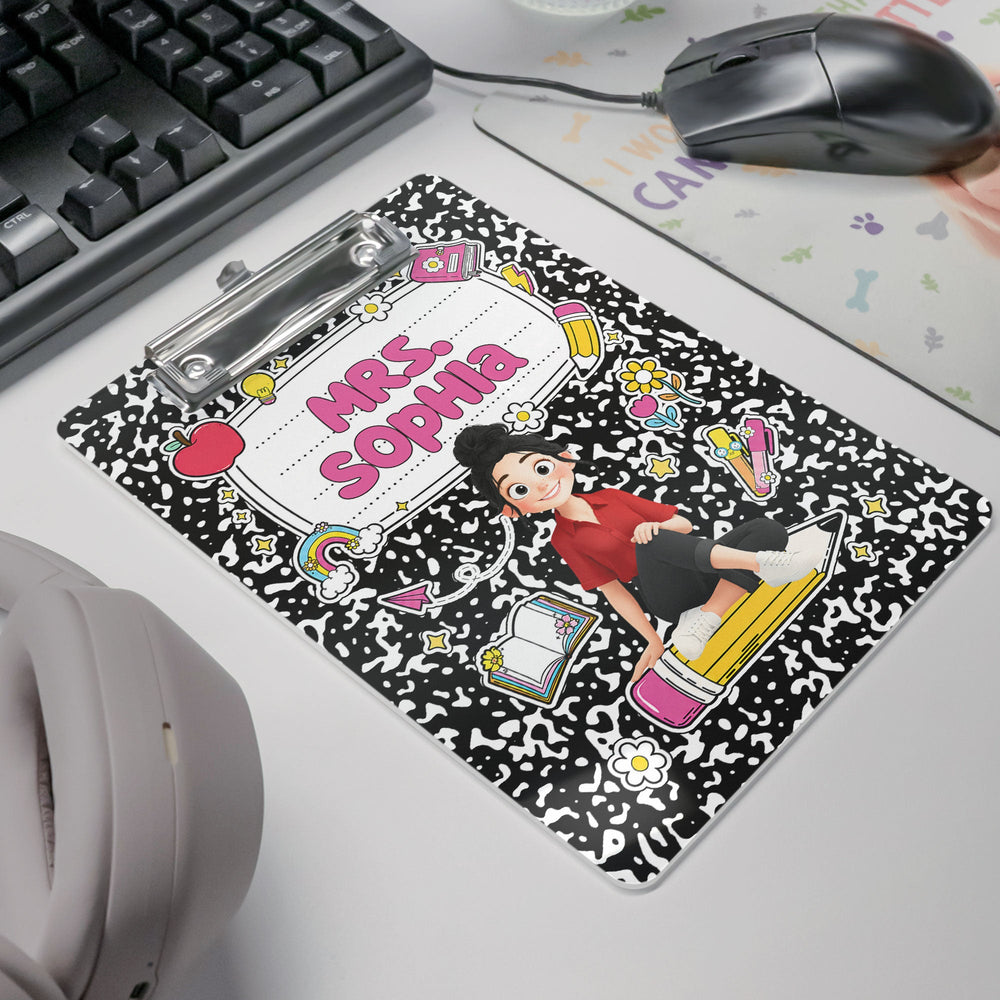 Teacher Cartoon Composition Book - Personalized Clipboard