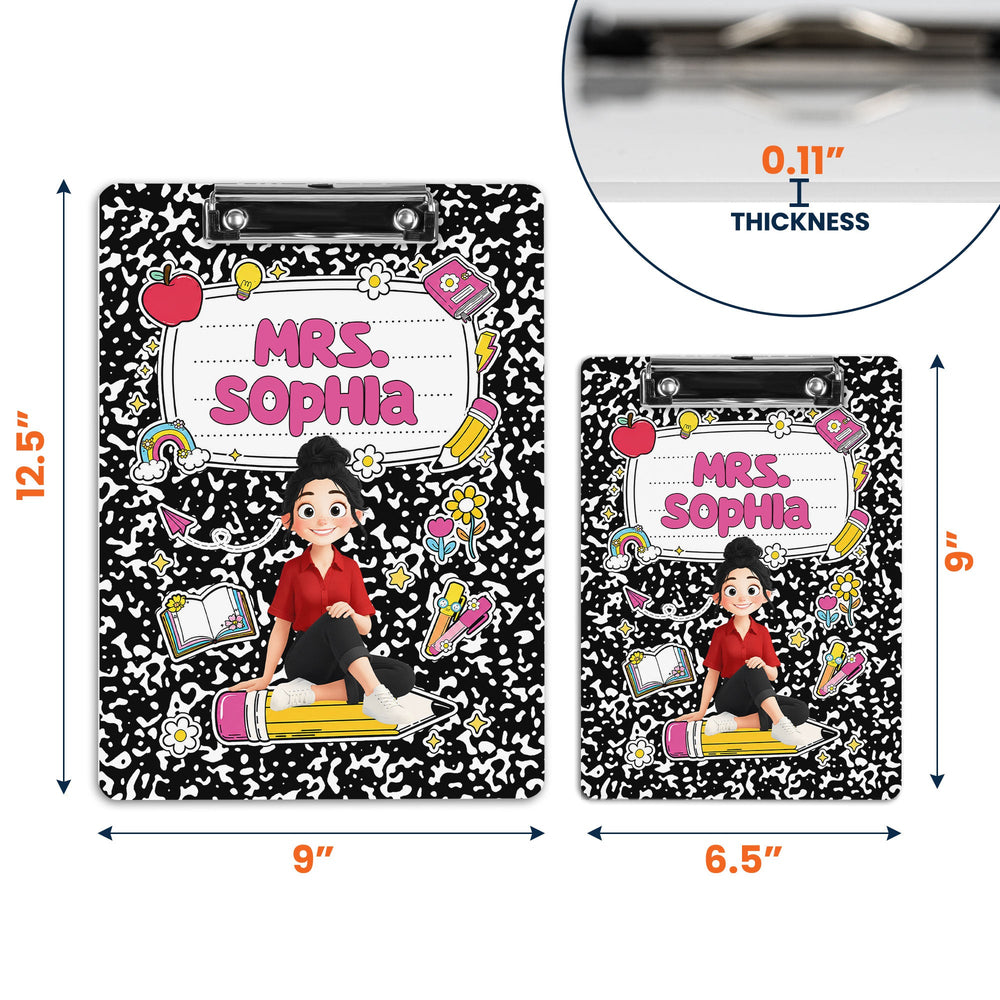 Teacher Cartoon Composition Book - Personalized Clipboard