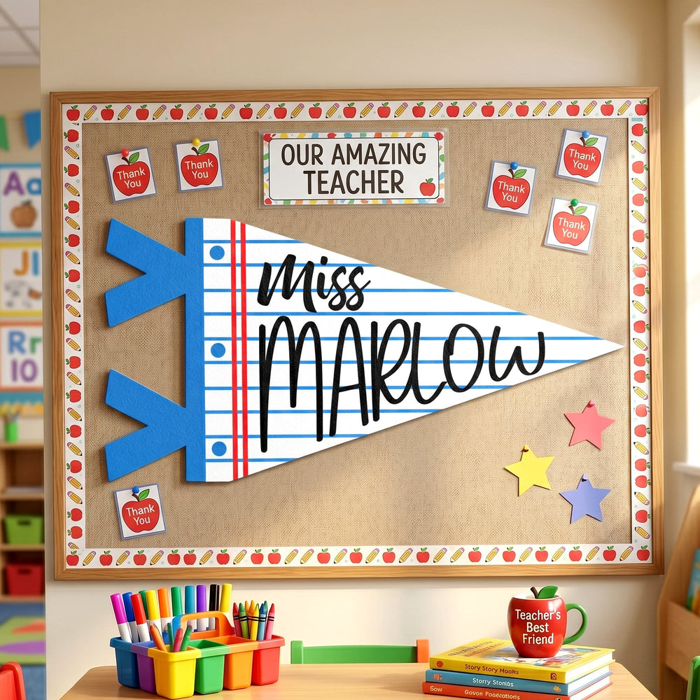 Teacher Custom Name Classroom Decor - Personalized Pennant