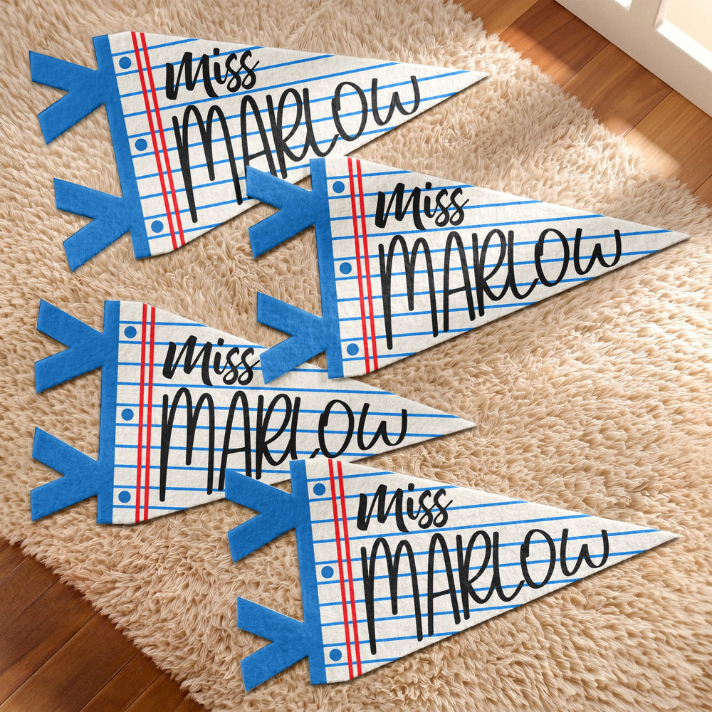 Teacher Custom Name Classroom Decor - Personalized Pennant