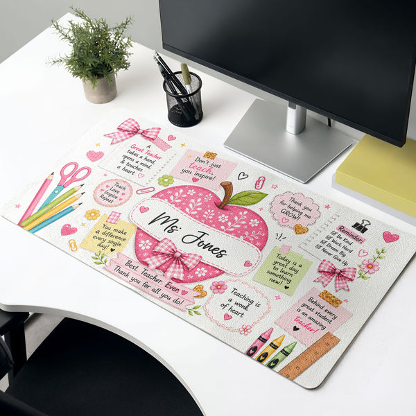 Teacher Life Pink Design - Personalized Desk Mat