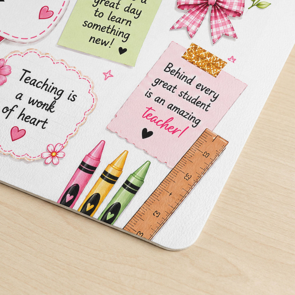 Teacher Life Pink Design - Personalized Desk Mat