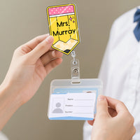 Teacher Pencil Custom Name - Personalized Acrylic Badge Reel