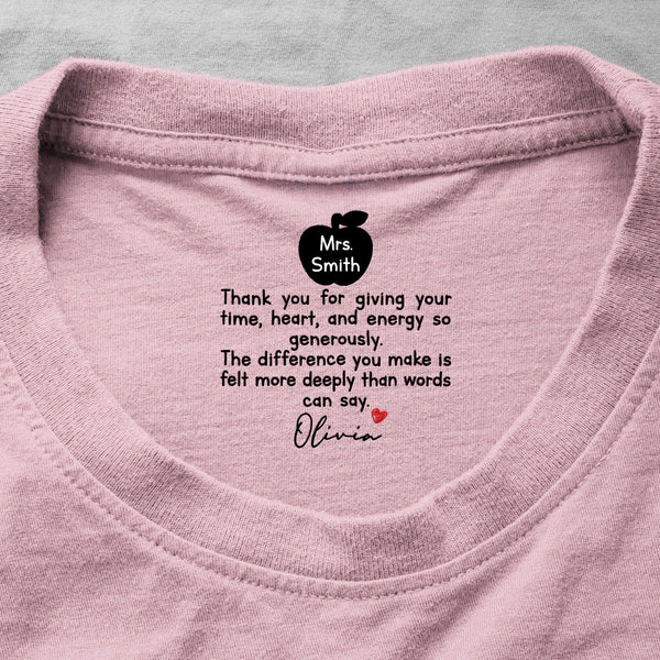 Teacher Thank You For The Difference You Make - Personalized Shirt