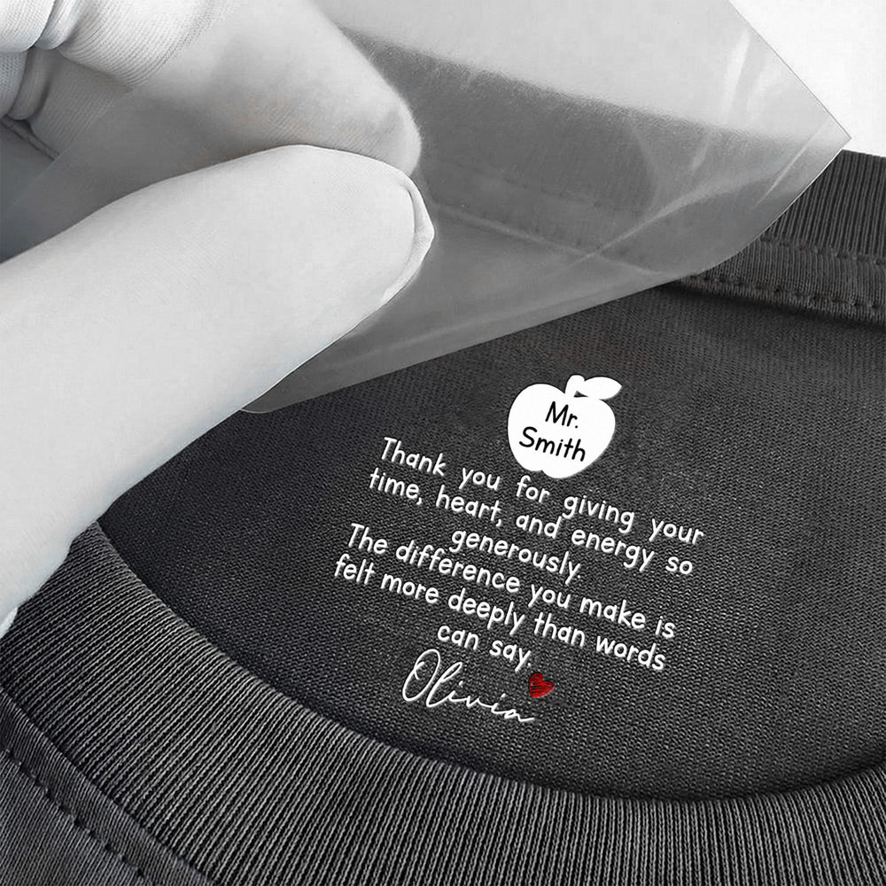 Teacher Thank You For The Difference You Make - Personalized Shirt