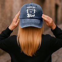 That's My Boy, Girl, Baseball, Football - Personalized Distressed Denim Cap