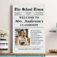The Back To School Times Teacher Newspaper - Personalized Photo Poster/Canvas