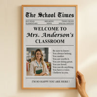 The Back To School Times Teacher Newspaper - Personalized Photo Poster/Canvas