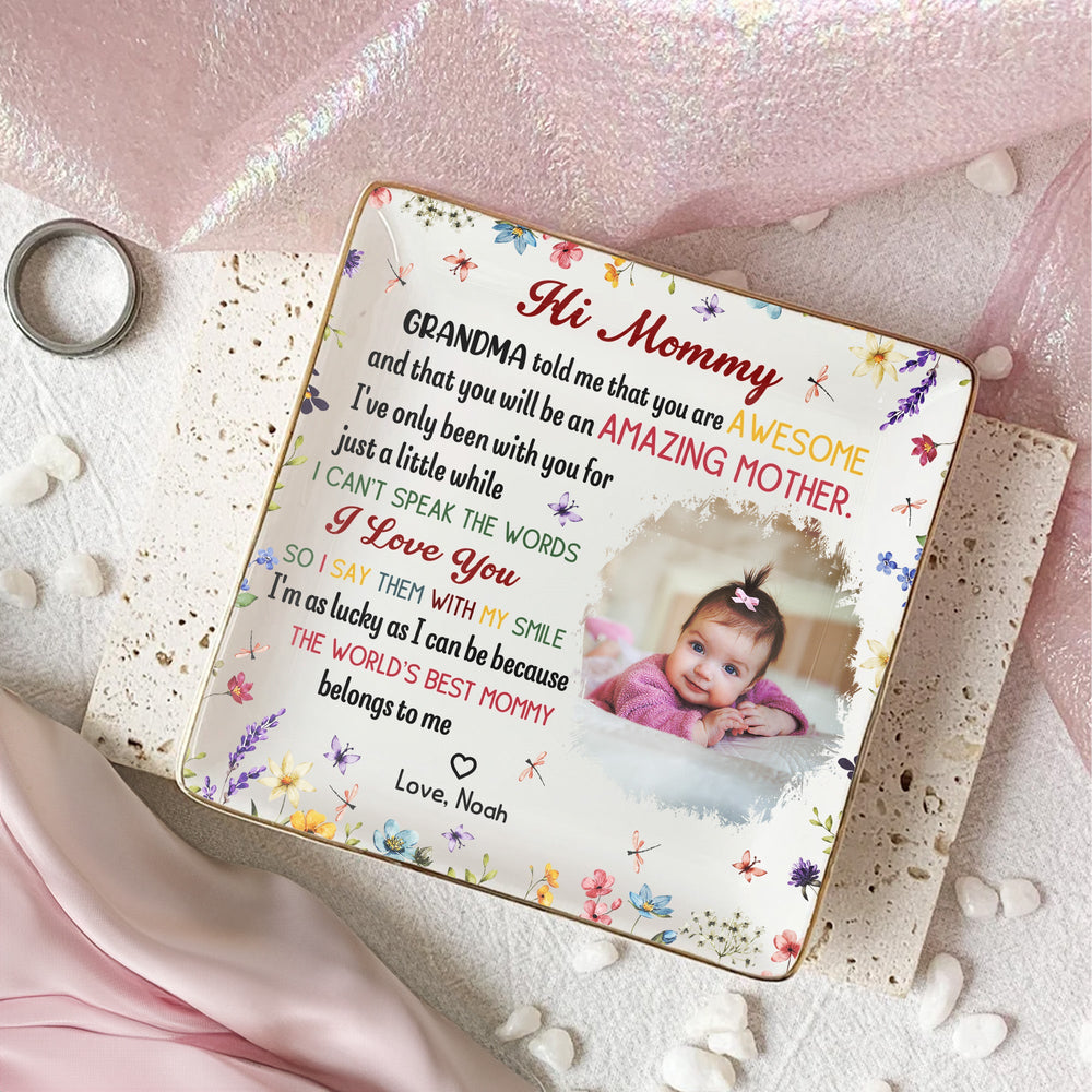 The Best Mommy Belongs To Me First Mom New Mom Gift - Personalized Photo Jewelry Dish