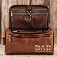 The Man The Myth The Legend Custom Dad Grandpa - Personalized Leather Toiletry Bag