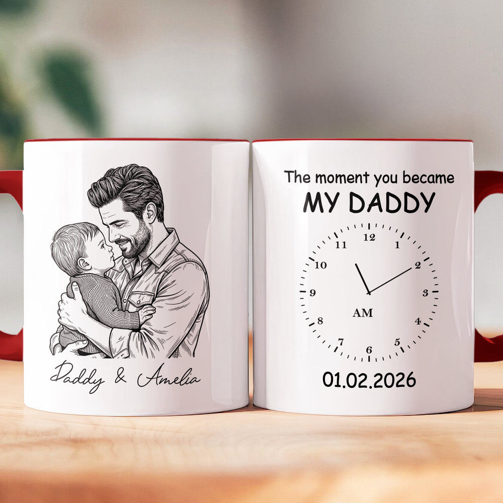 The Moment You Became My Dad Sketch Line Art Father's Day - Personalized Mug | Meaningful Dad Keepsake