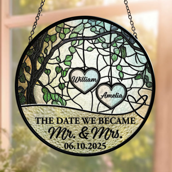The Date We Became Mr. & Mrs. - Personalized Window Hanging Suncatcher