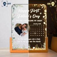 The Day You Became My Daddy - 1st Father's Day Gift - Personalized Night Light | Gift For New Dad