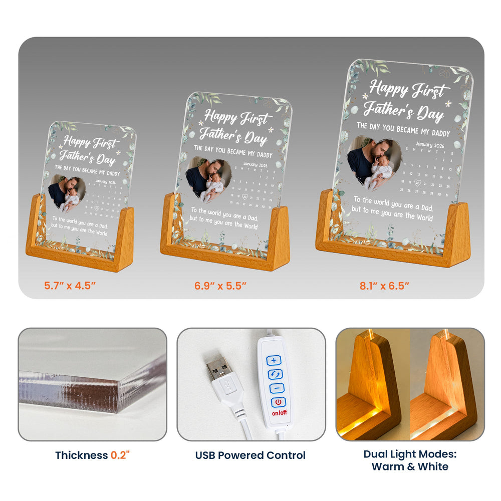 The Day You Became My Daddy - 1st Father's Day Gift - Personalized Night Light | Gift For New Dad