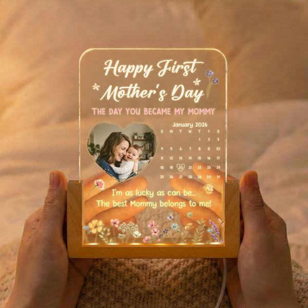 The Day You Became My Mommy, Daddy, Grandma, Papa - Custom Calendar - Personalized Night Light