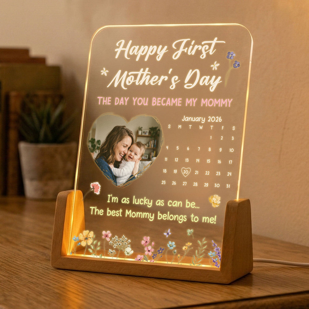 The Day You Became My Mommy, Daddy, Grandma, Papa - Custom Calendar - Personalized Night Light