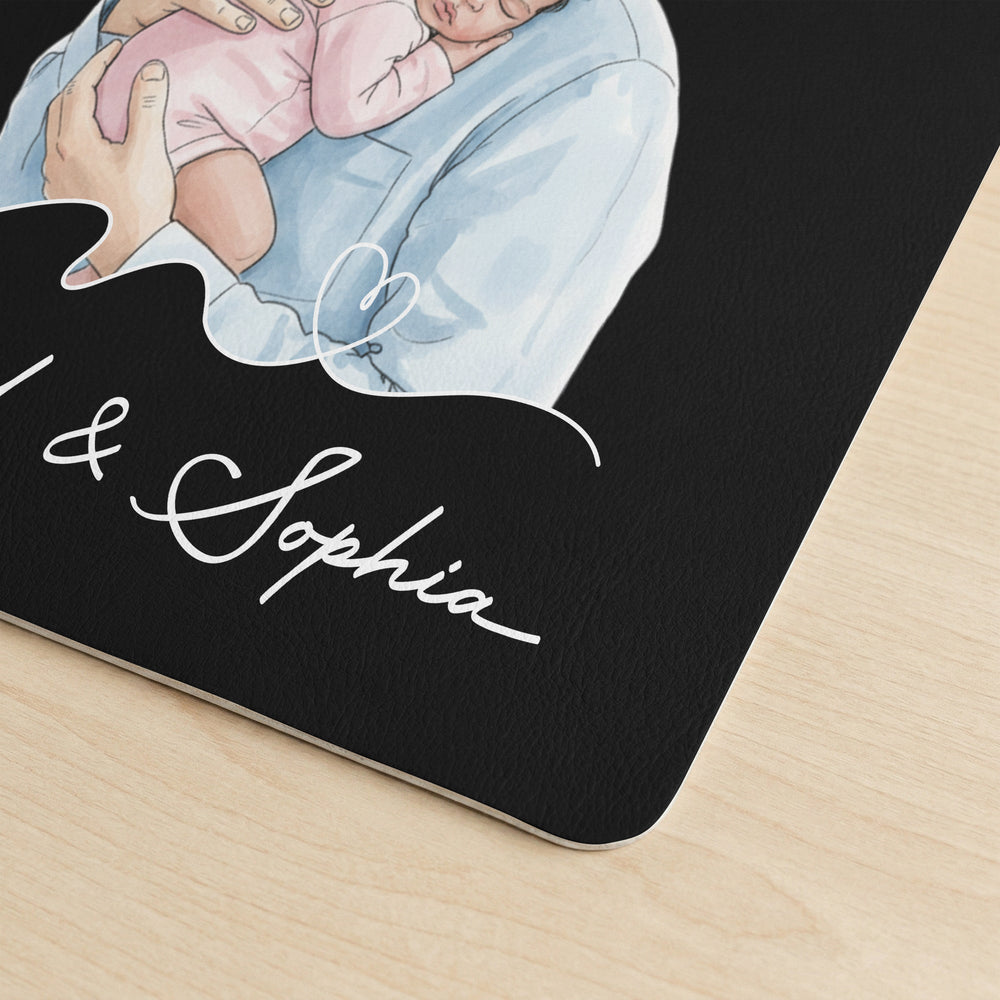 The Moment You Became Dad Watercolor Art Father's Day Gift For Husband - Personalized Desk Mat | First Father’s Day