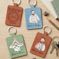 The Moment You Became My Dad Custom Photo Watercolor Father's Day Gift - Personalized Keychain | For Dad