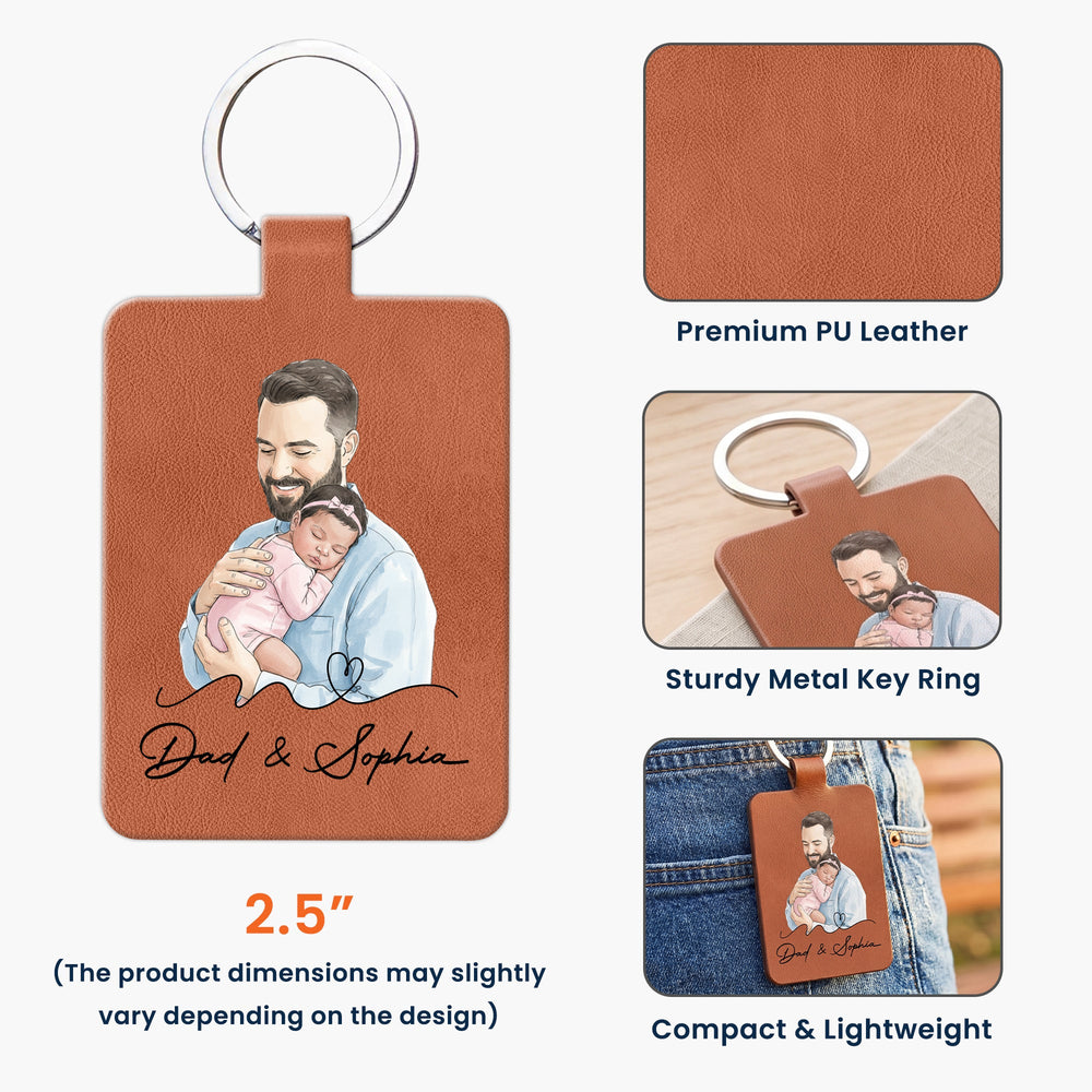 The Moment You Became My Dad Custom Photo Watercolor Father's Day Gift - Personalized Keychain | For Dad